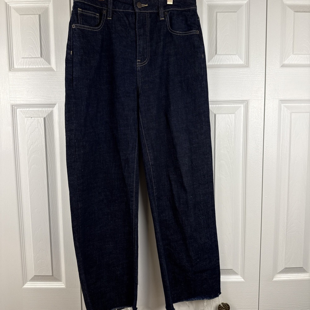 Oliver Logan Aberdeen Jeans Womens 28 Wide Leg Crop Mid Rise Raw Hem Denim